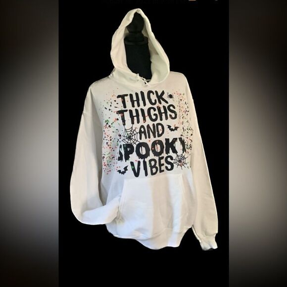 NWOT “ Thick Thighs and Spooky vibes “ hoodie  size M 🦇🦇🦇 - Picture 1 of 12